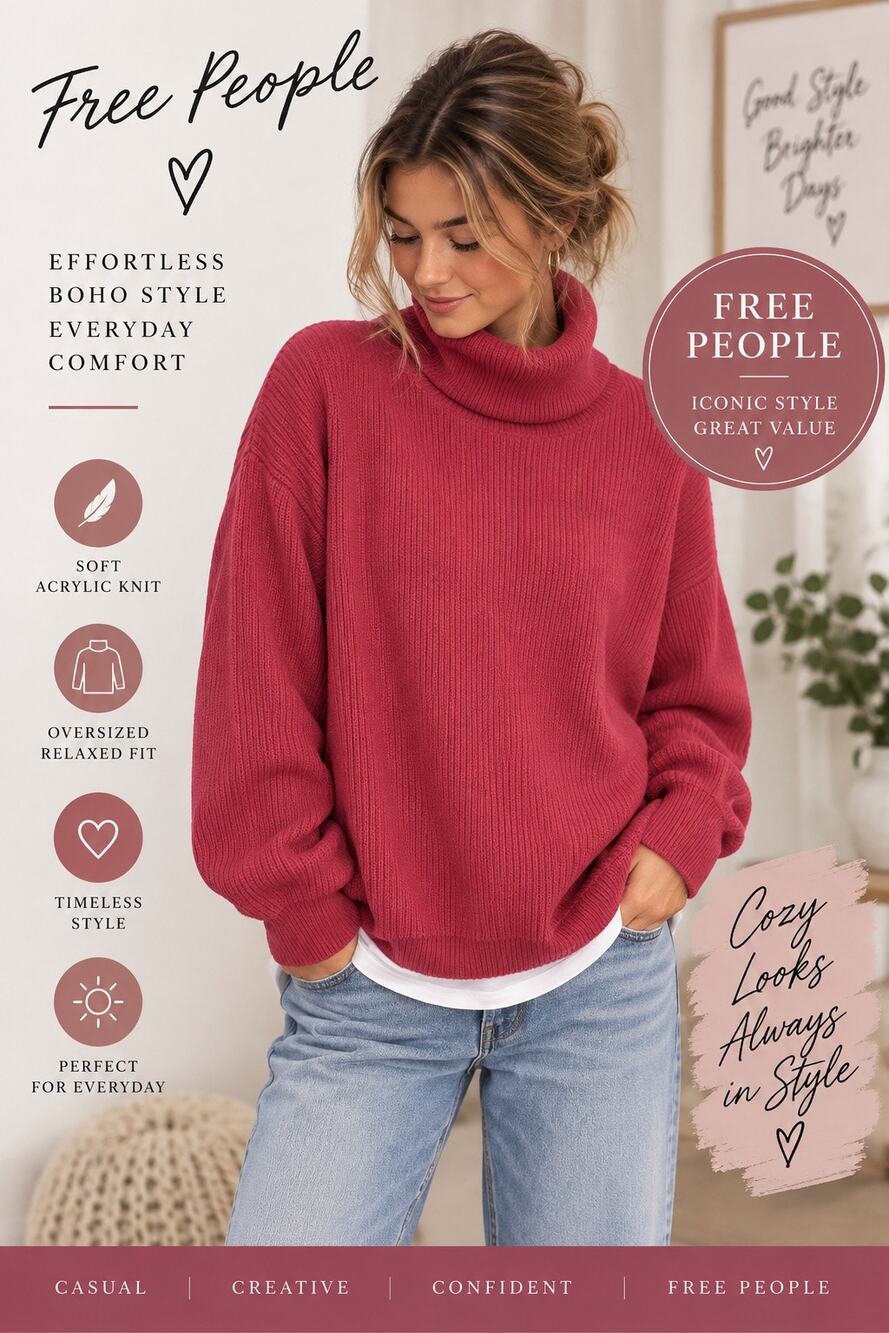 Free People Ribbed Turtleneck in Mauve
